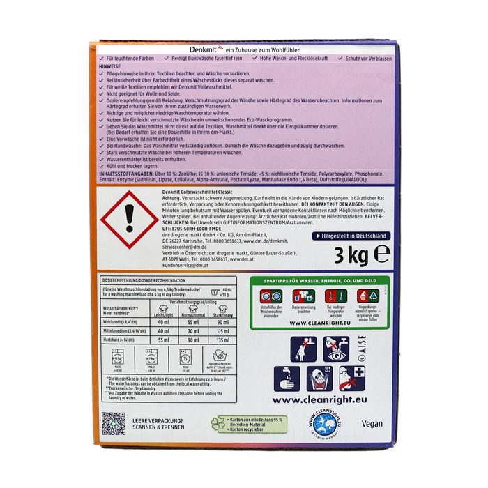 Порошок для прання кольорових речей Denkmit 3 кг (50 прань)